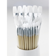 Specialist Crafts Essential Synthetic Brushes - Flat - Short Handled - Bulk Pack