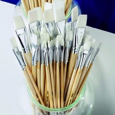 Specialist Crafts Essential Synthetic Watercolour Brushes - Flat - Short Handled - Bulk Pack