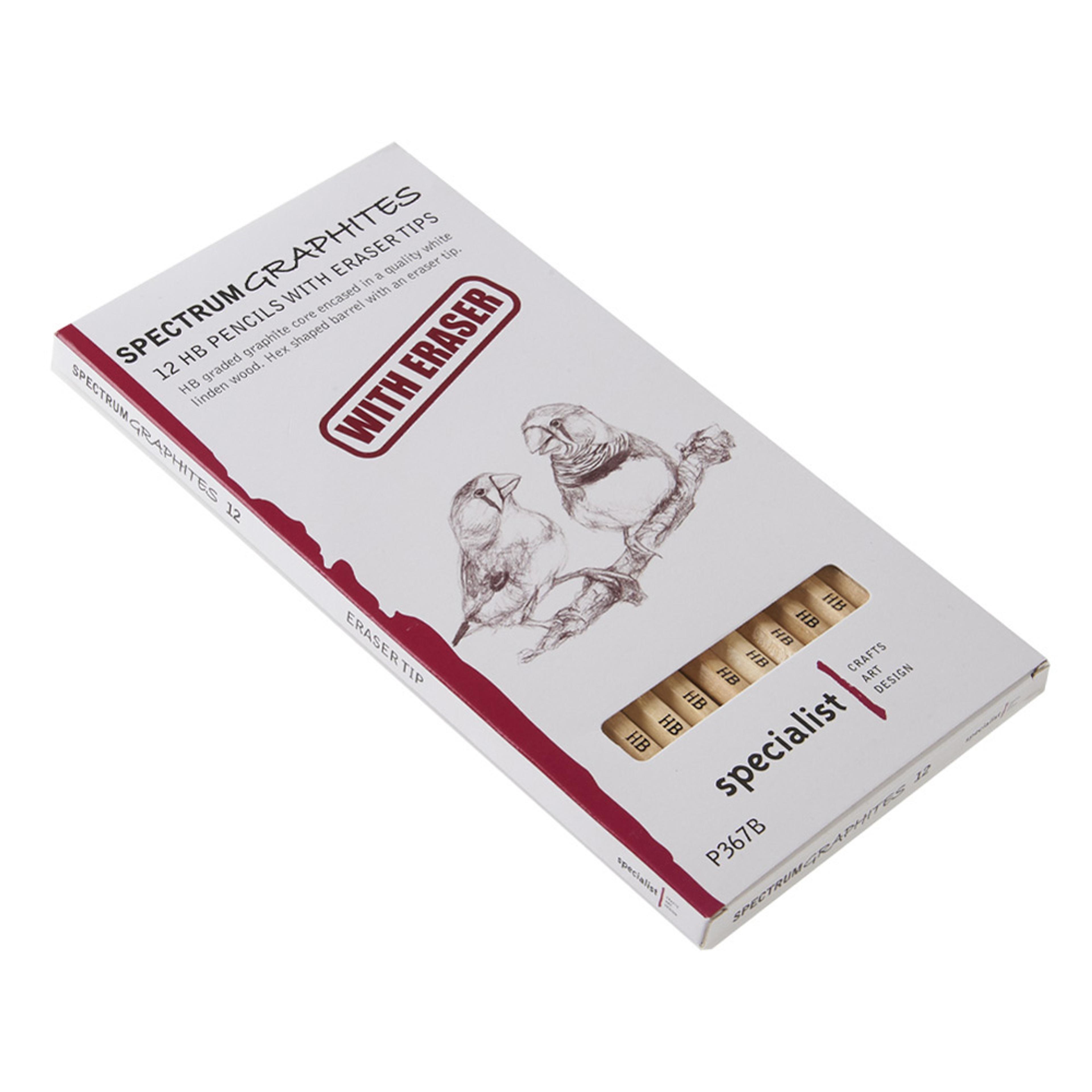 Specialist Crafts Graphites Eraser Tipped HB Pencils - Pack of 12