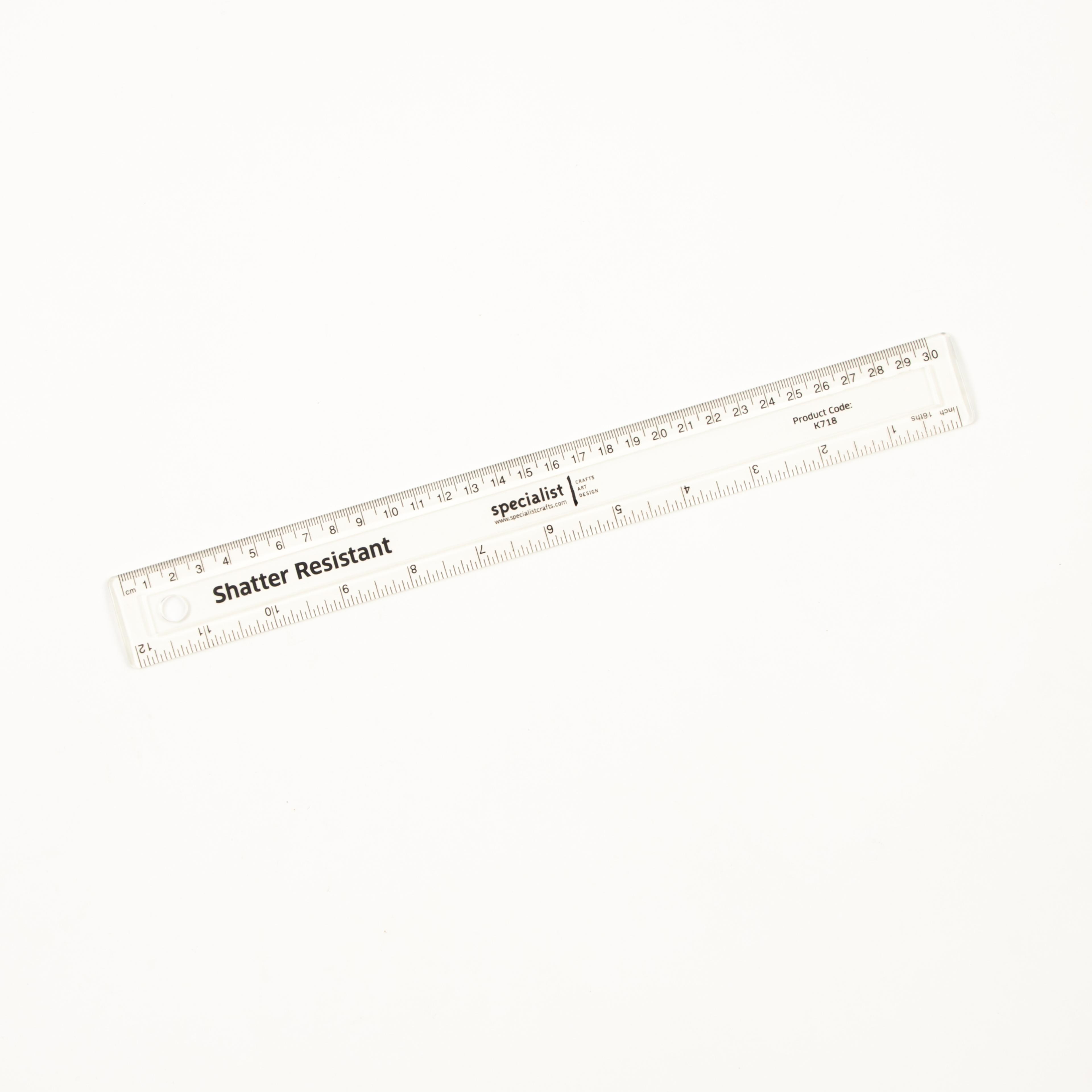 Specialist Crafts Shatter Resistant Plastic 30cm Ruler - Clear