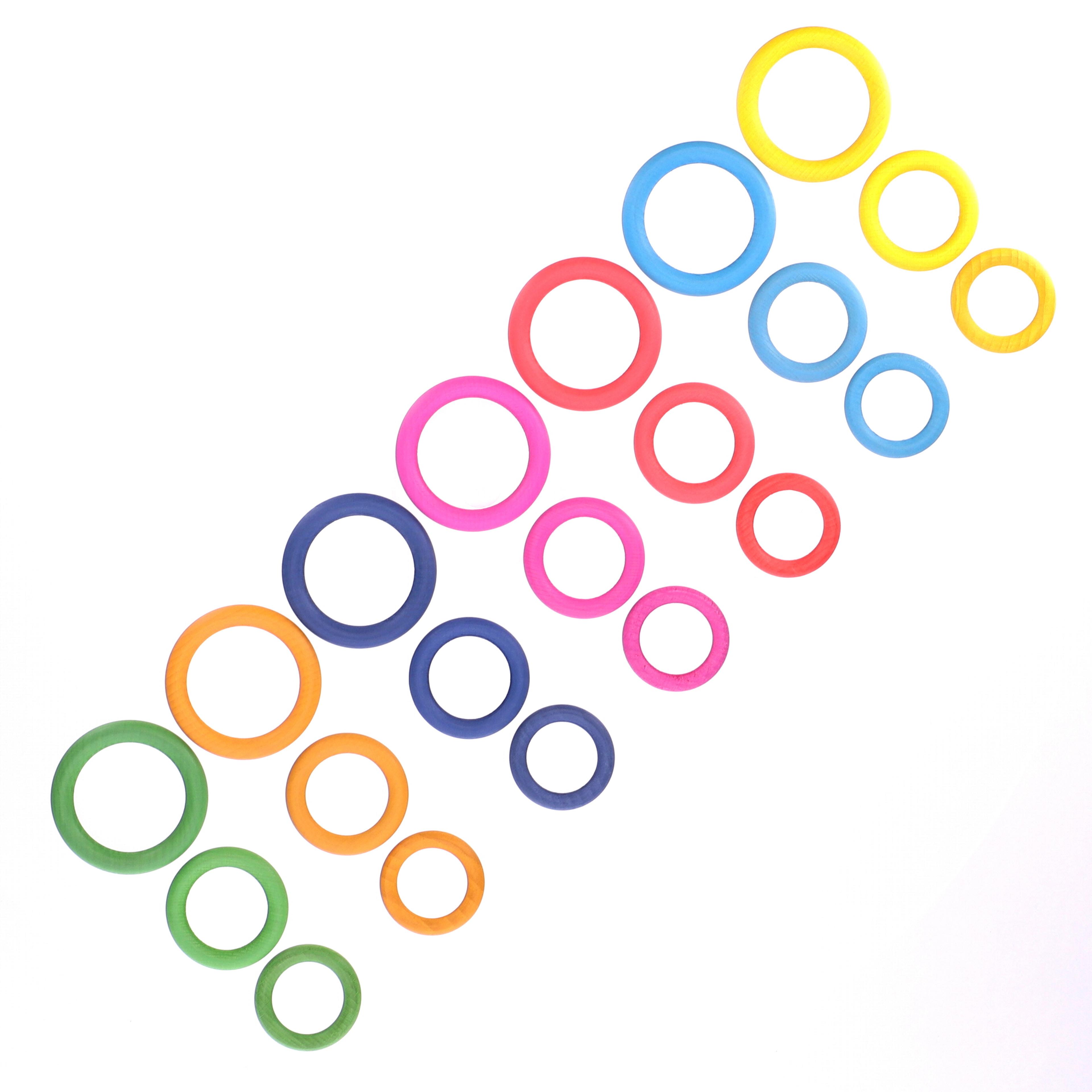 tickit Rainbow Wooden Rings - Pack of 21
