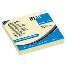 inFO Power Sticky Notes - Yellow - 75 x 75mm - Pack 12