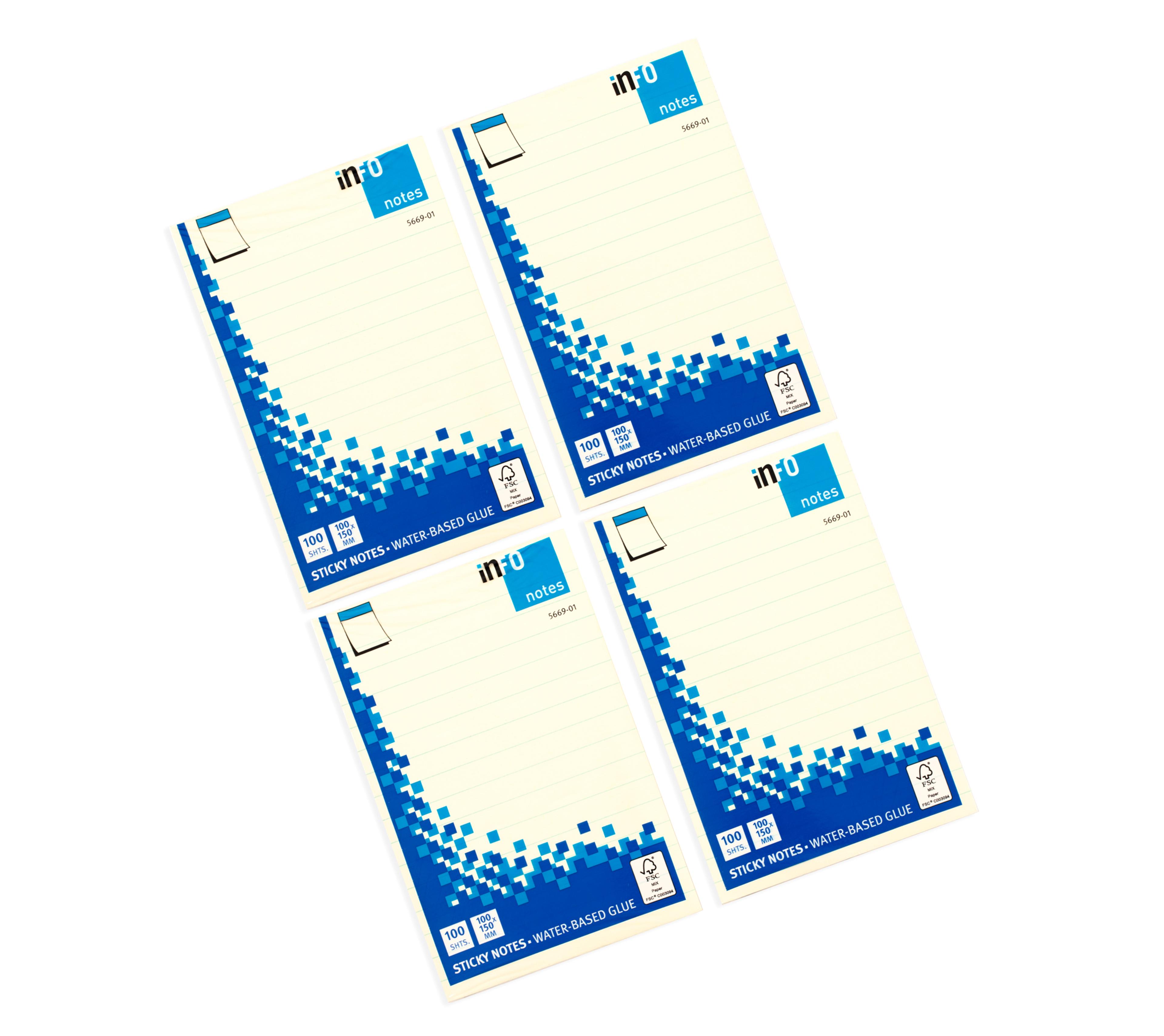 inFO Power Sticky Notes Lined - Yellow - 100 x 150mm - Pack 12