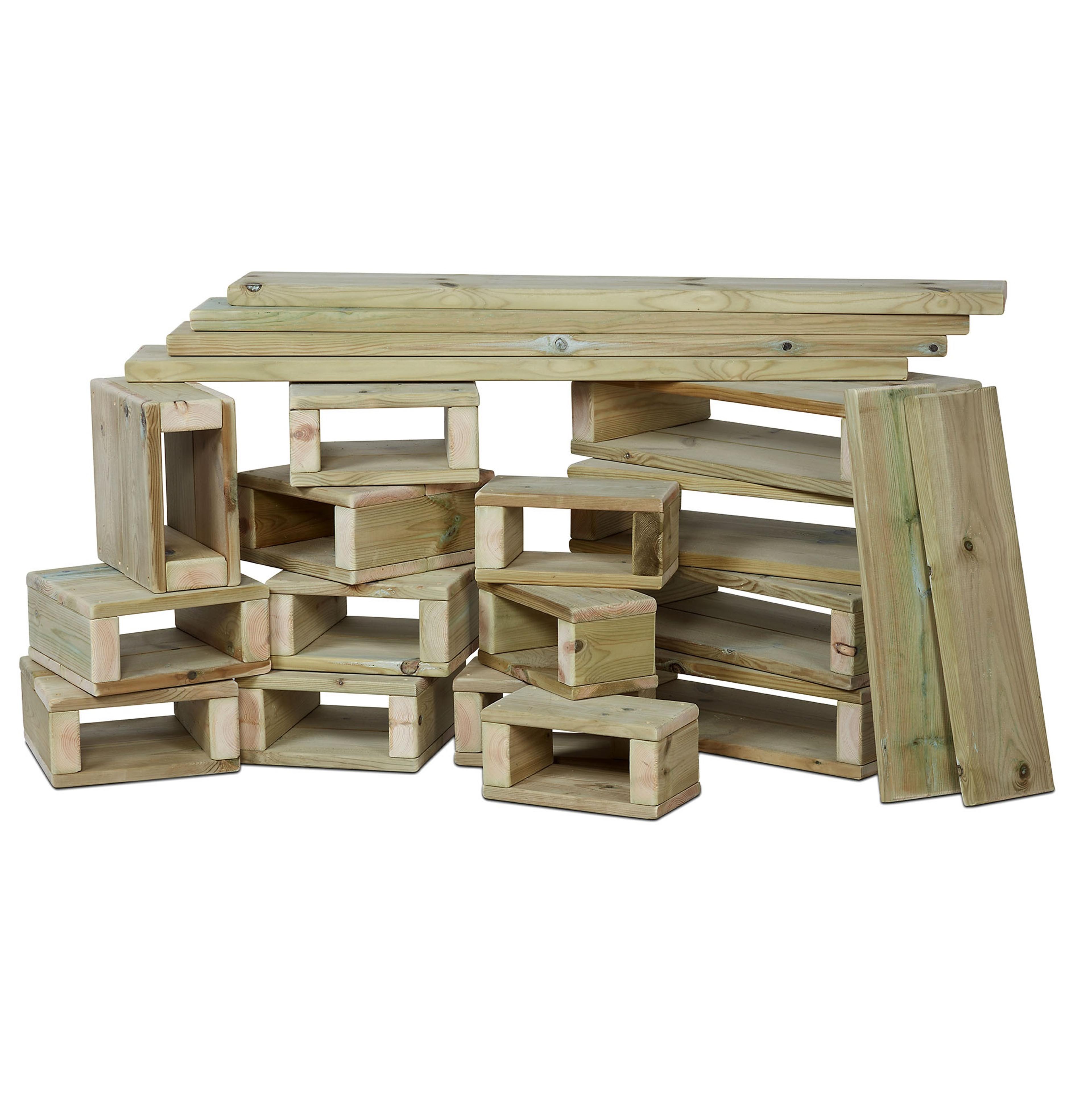 Millhouse Outdoor Wooden Building Blocks - Pack of 22