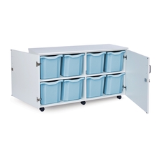 Monarch 8 Jumbo Tray Storage Unit with Doors - Blue Trays