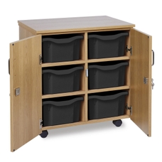 Monarch Lockable Tray Storage Unit with 6 Deep Trays - Charcoal 