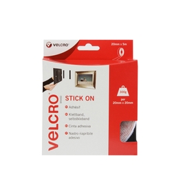 VELCRO® Brand Stick On Tape, Hook Only, White - 25m Roll, Tape