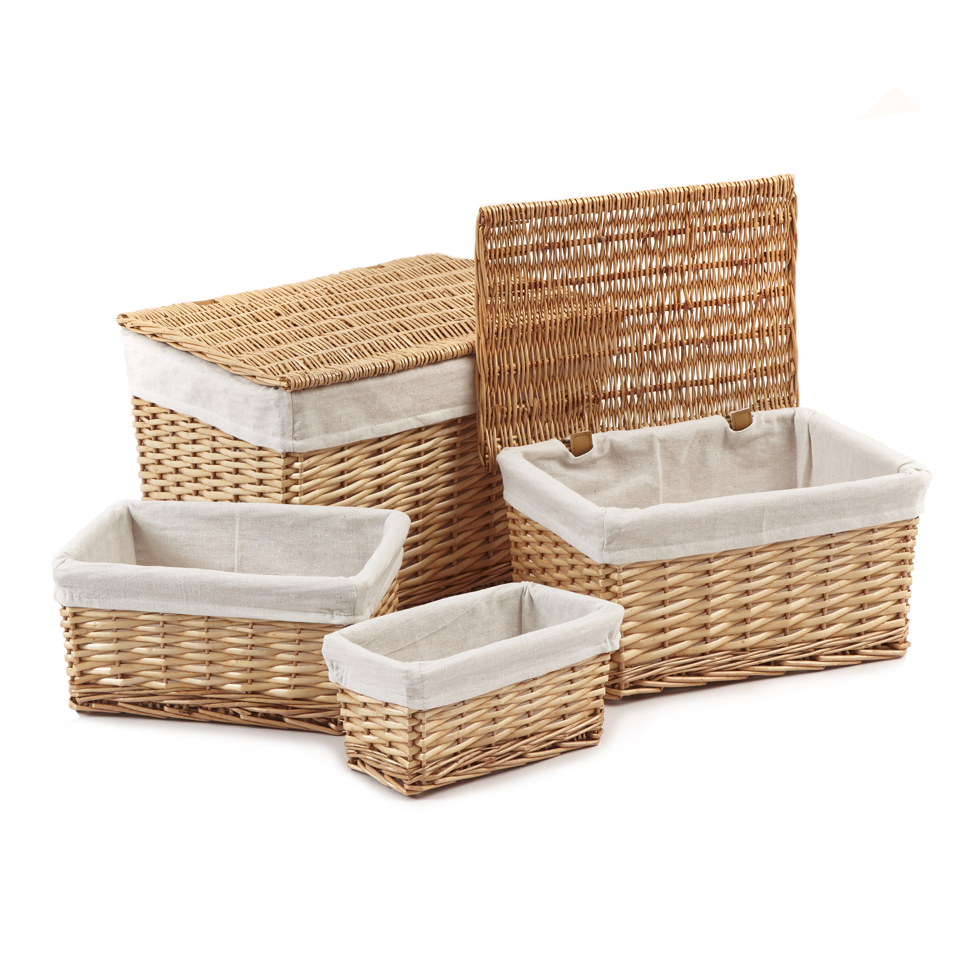 Wicker Set Of 4 Hamper And Storage Boxes