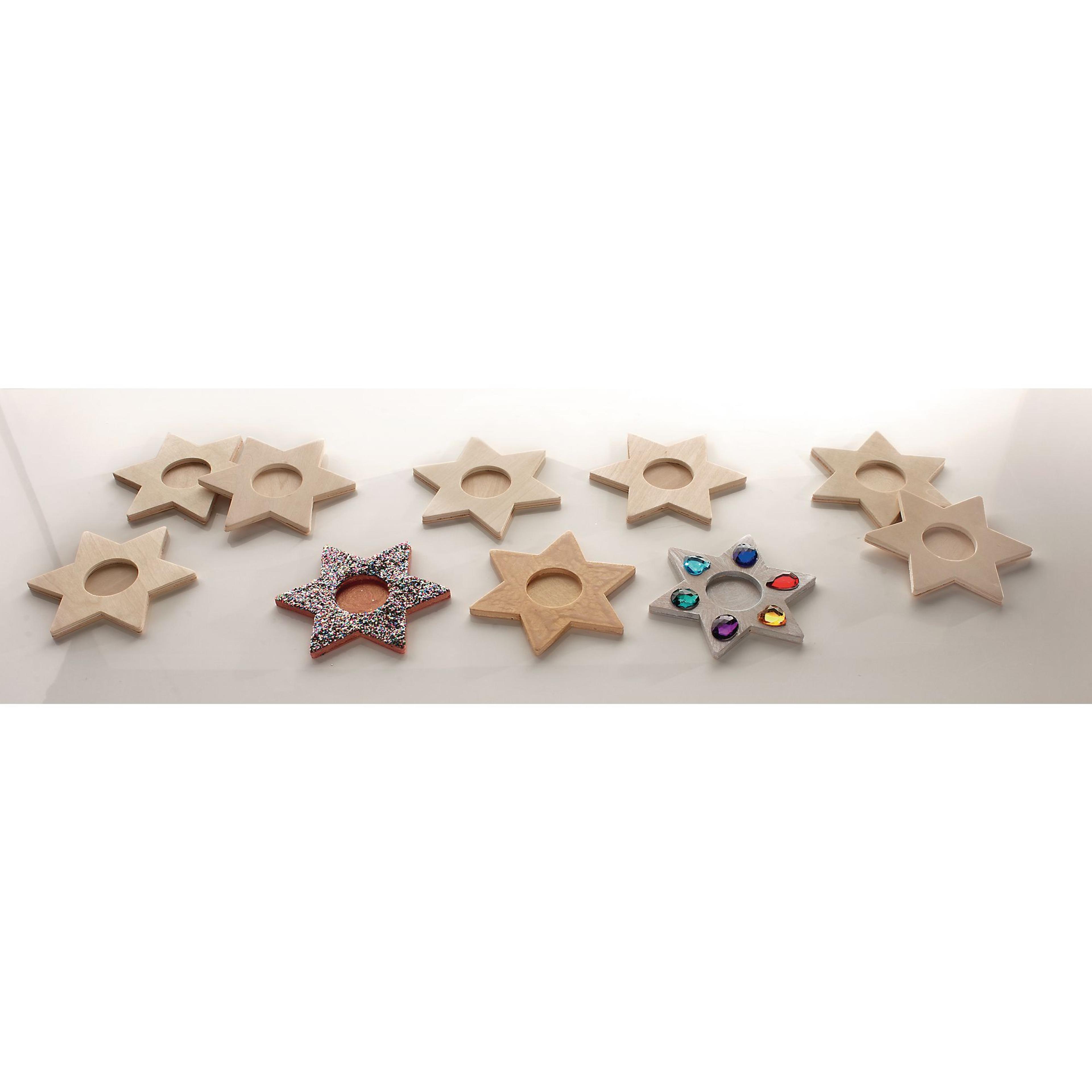 Wooden Tealight Stars - Pack of 10