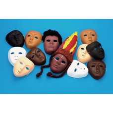 Multicultural Plastic Face Masks - Pack of 10