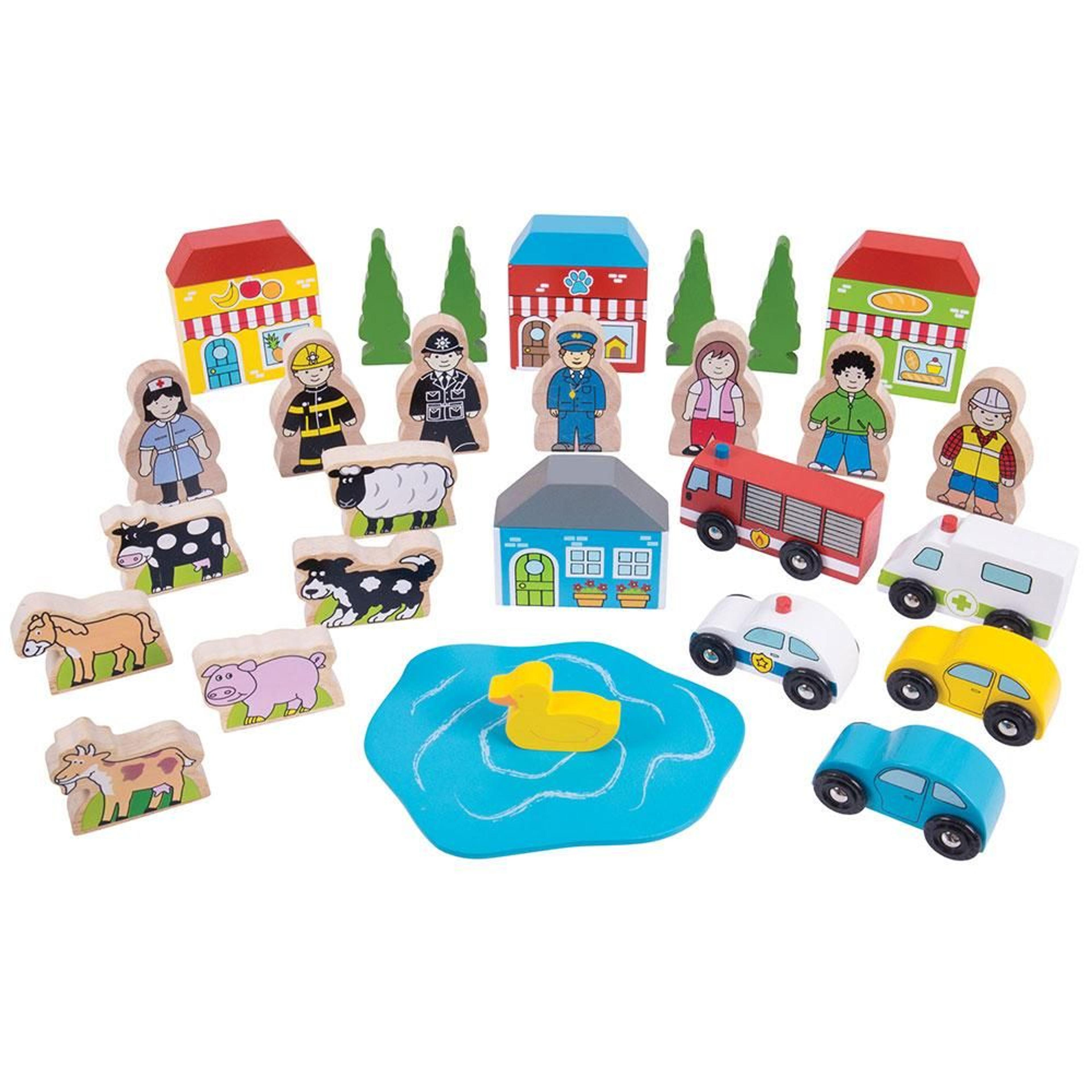 BIGJIGS Toys Trackside Accessory Set