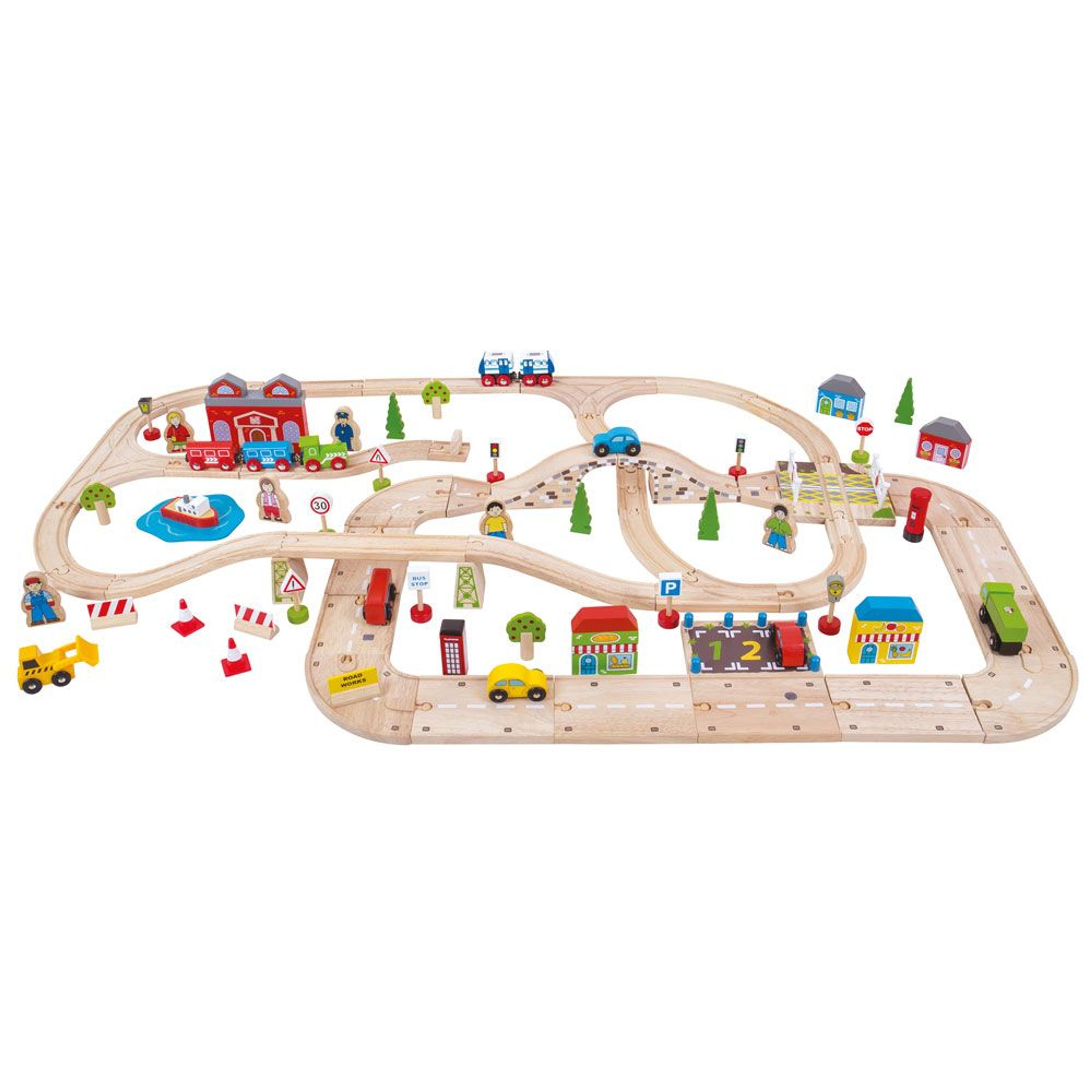 BIGJIGS Toys City Road and Railway Set