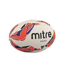 Mitre Squad Rugby Ball - White/Red/Navy - Size 4 