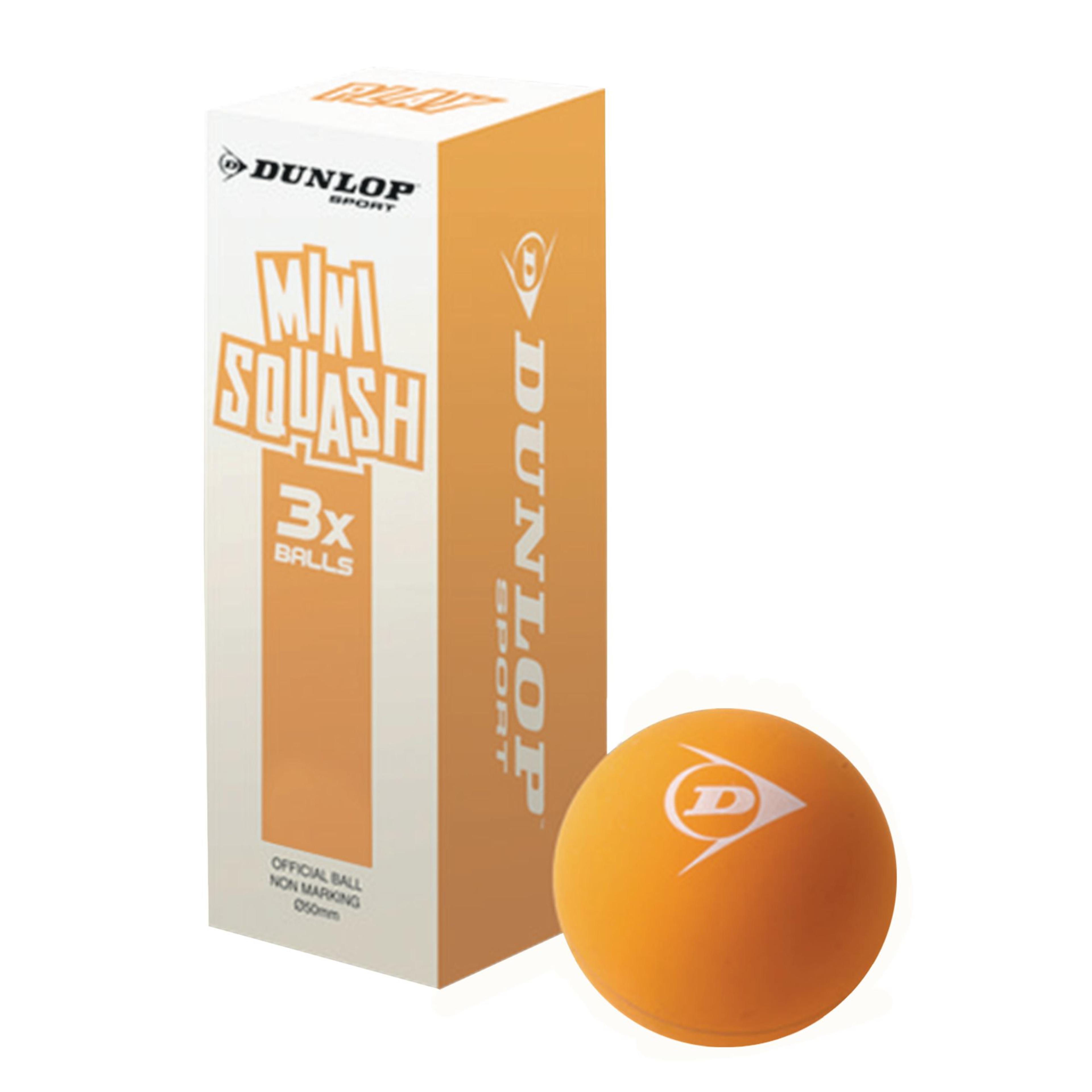 Dunlop Play Mini Squash Ball - Orange - Pack of 3