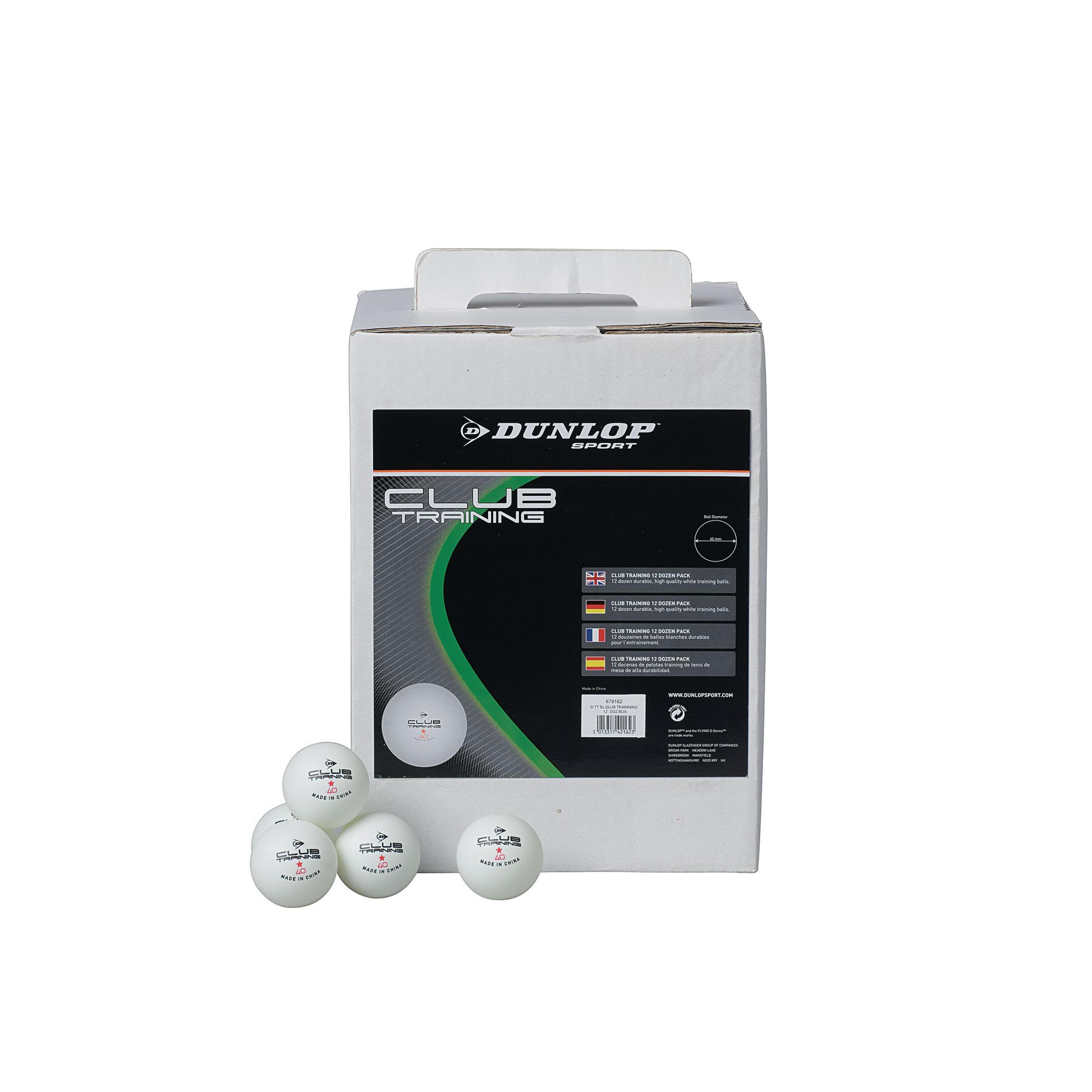 Dunlop Club Training Table Tennis Balls - White - Pack of 144
