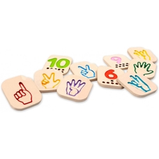 Wooden Sign Language Number Tiles 1-10