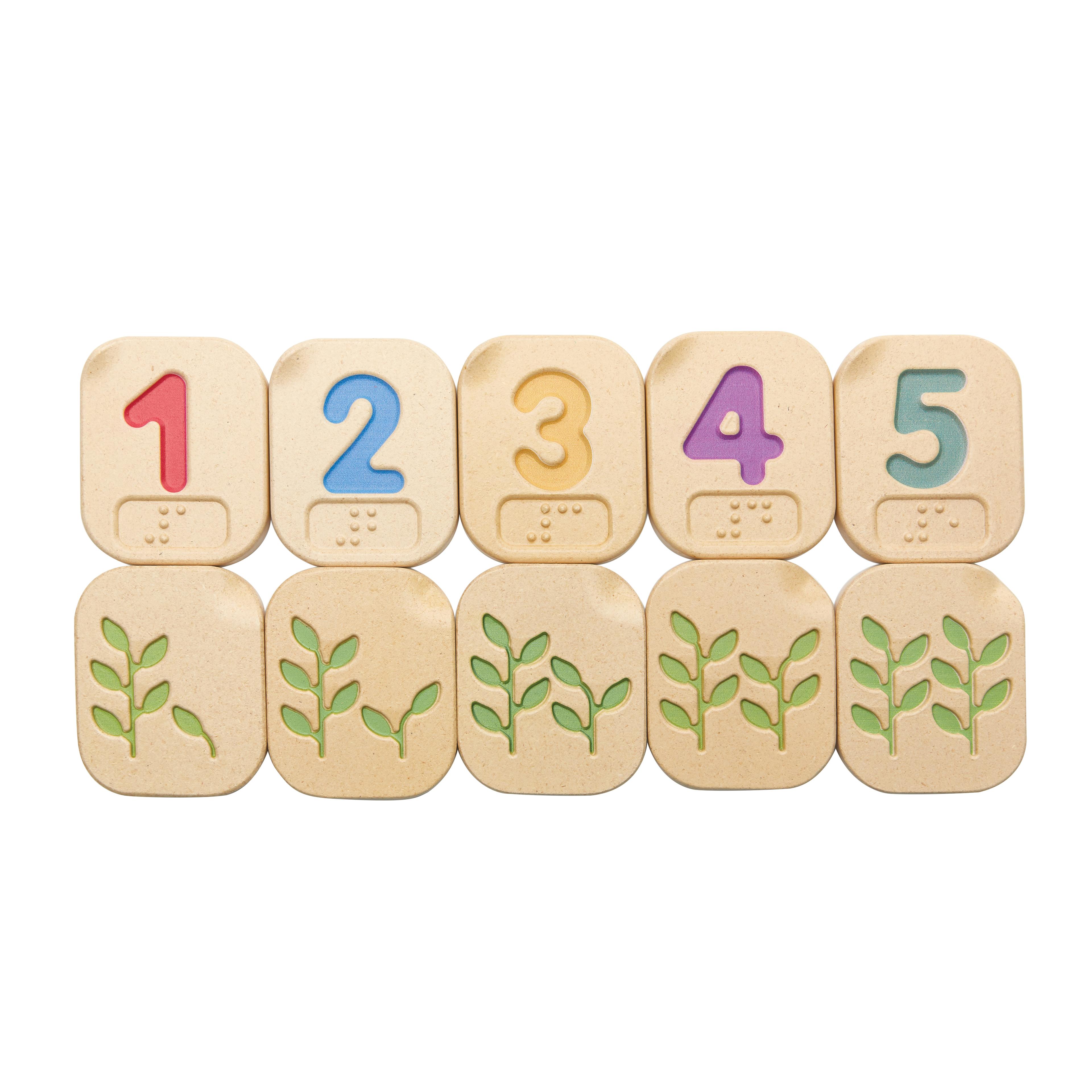 Wooden Braille Number Tiles 1 -10