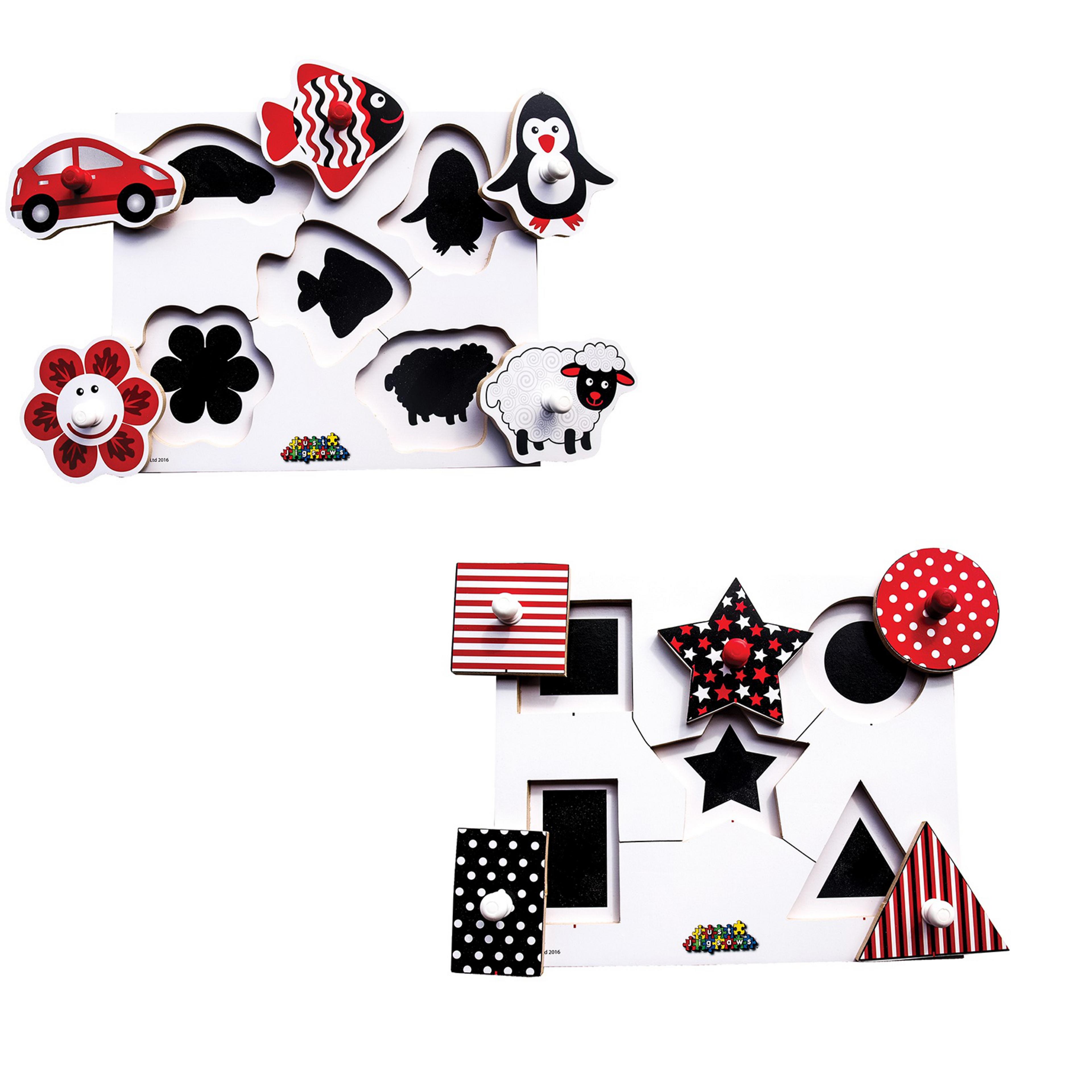 Just Jigsaws Black and White Peg Puzzles - Pack of 2