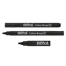 Berol® Colour Broad Pens - Black - Pack of 12 