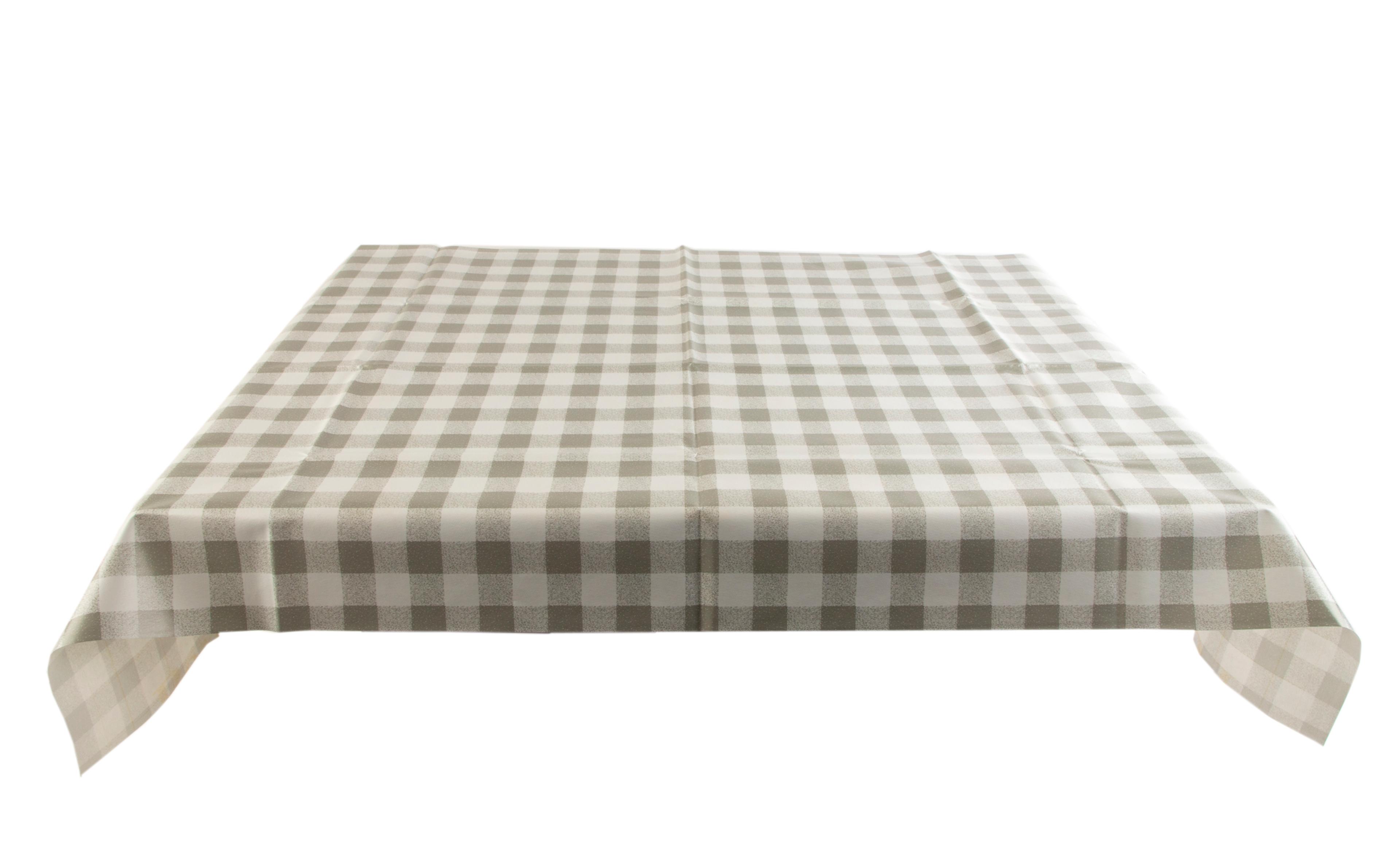 Gingham PVC Table Cloth - Rectangular - Silver/Grey