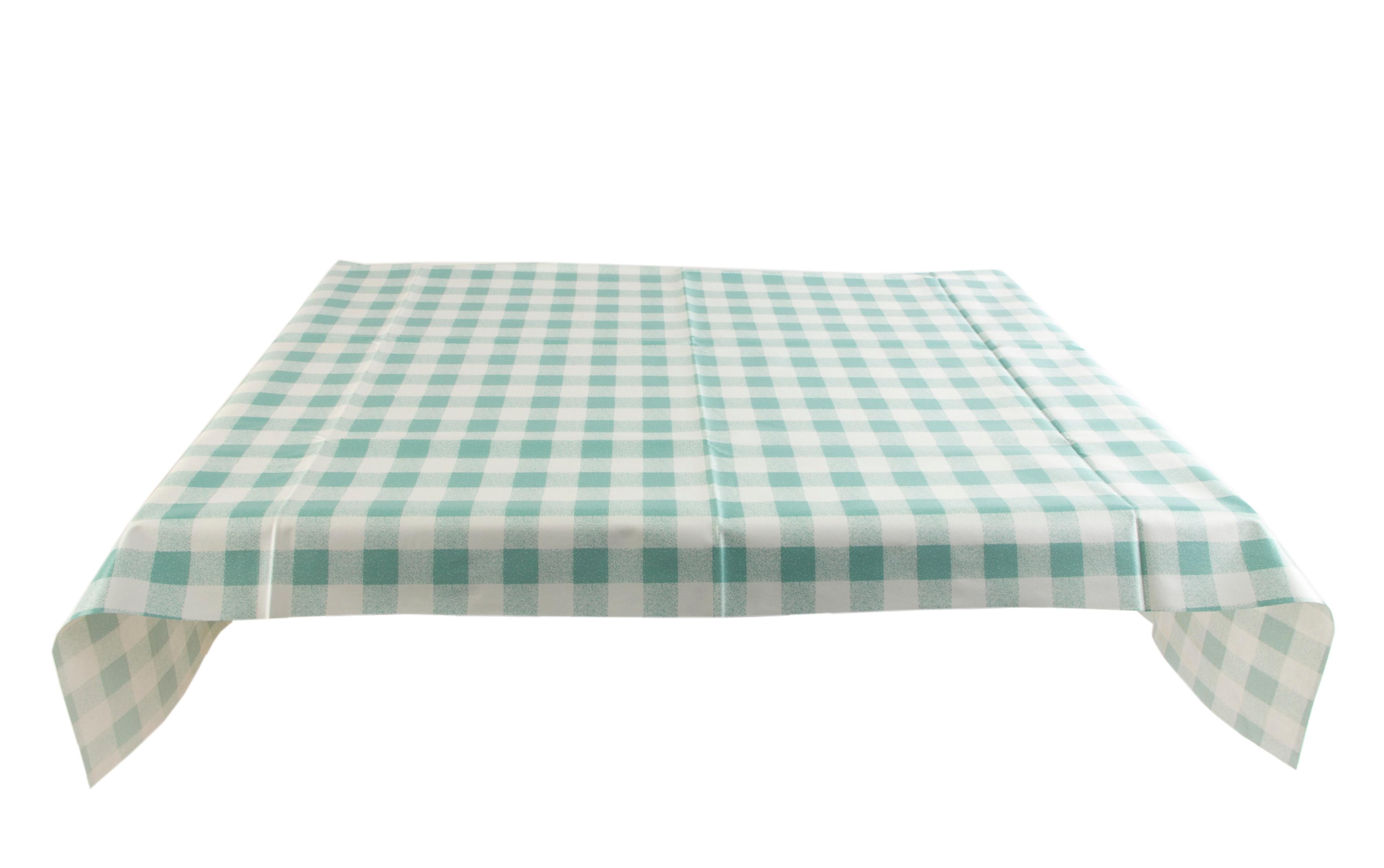Gingham PVC Table Cloth - Rectangular - Duck Egg