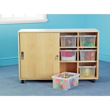 Mobile Lockable Tray Storage Unit with 12 clear trays