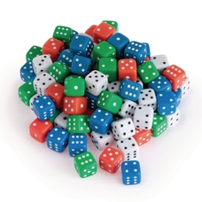 Assorted Coloured Dice - Pack 100