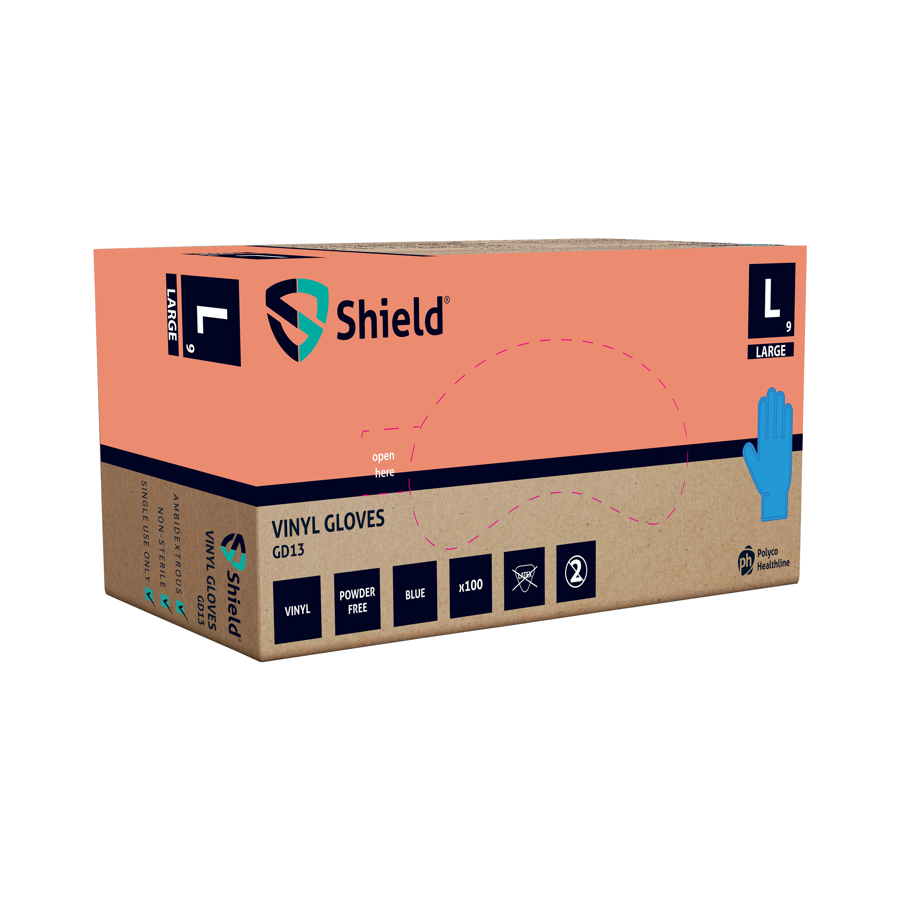 Blue Vinyl Powder Free Gloves - Large