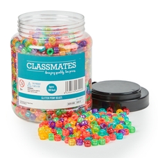 Classmates Glitter Pony Beads Tub