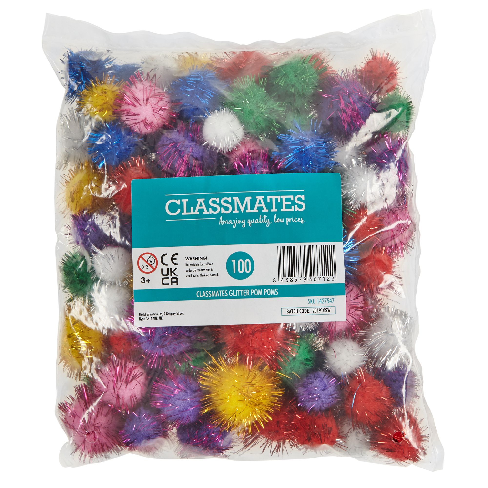 Classmates+Glitter+Pom+Poms+-+Pack+of+100