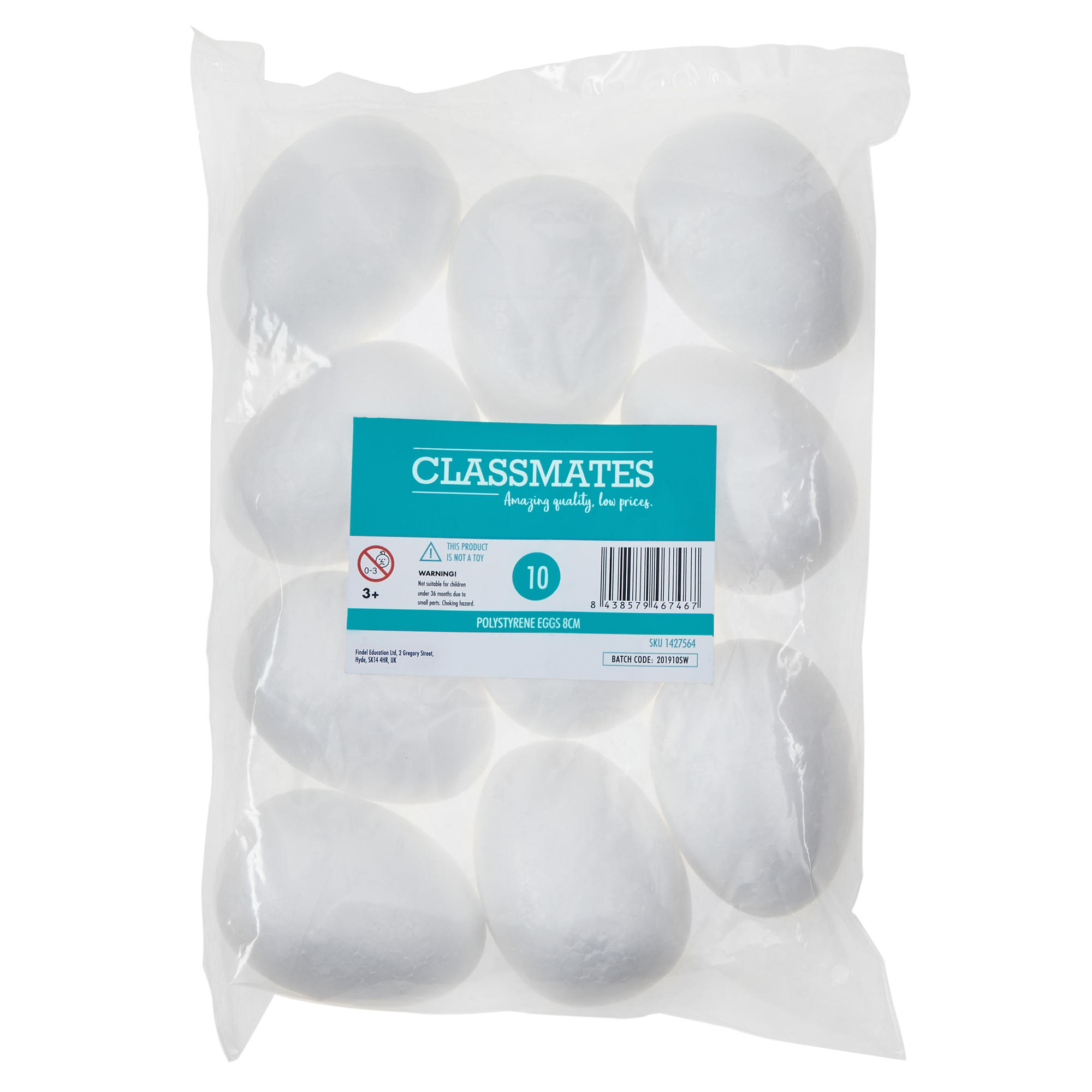 Polystyrene Eggs 8cm Pack 10