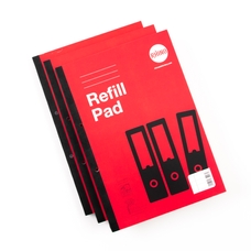 Refill Pads A4 160P 8mm Line with Margin - Red - Pack of 3