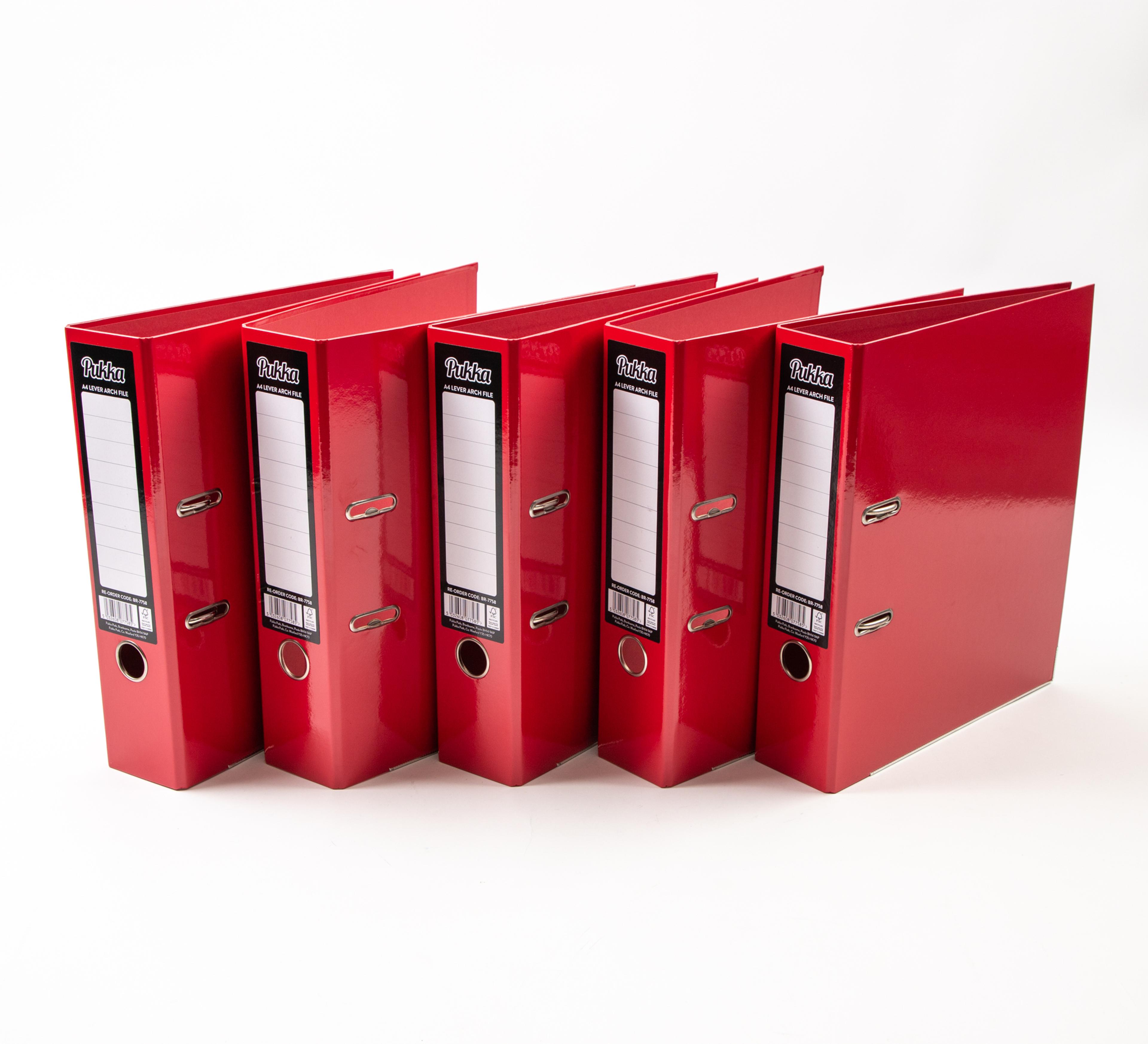 Pukka Lever Arch Files - A4 - Red - Pack of 10