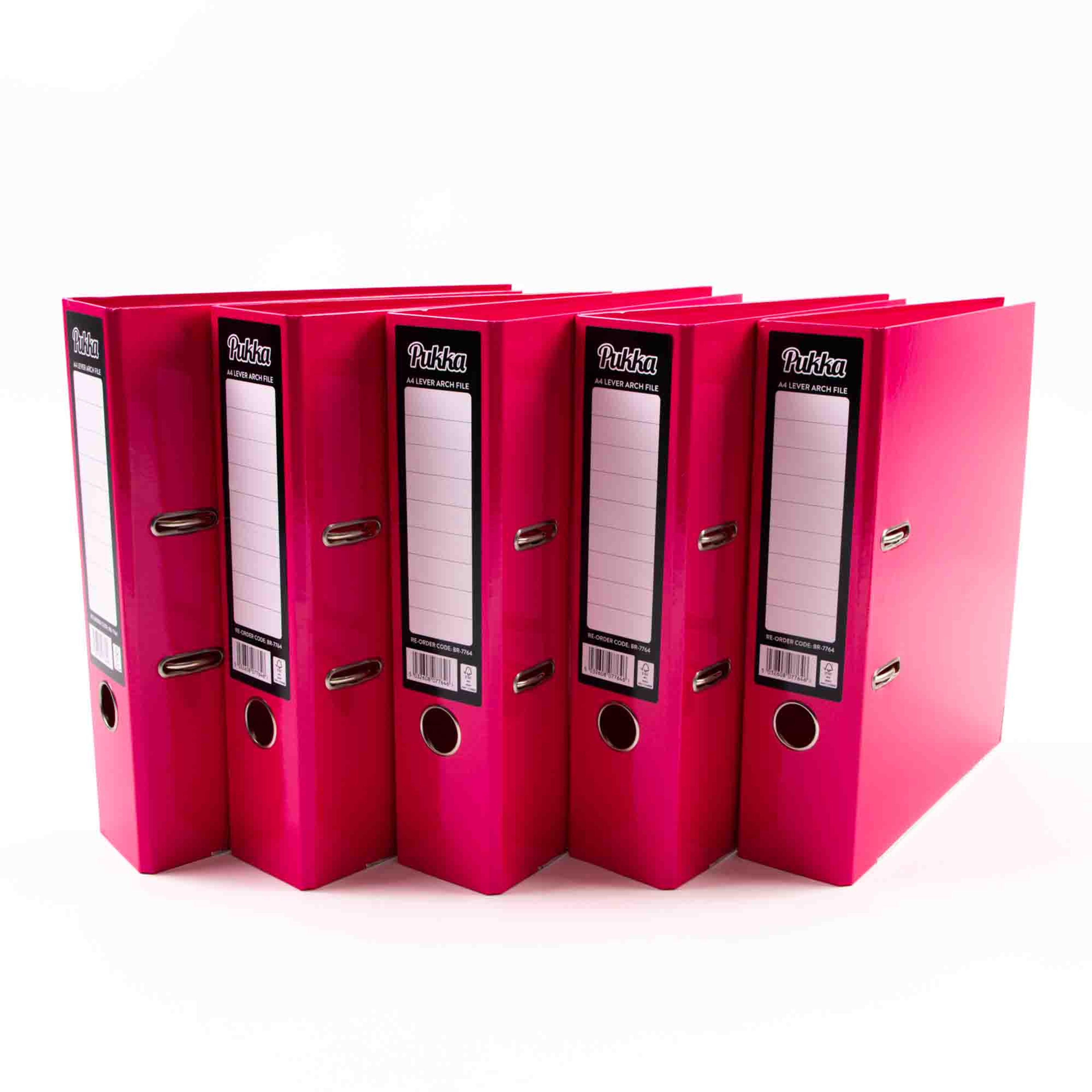 Pukka Lever Arch Files - A4 - Pink - Pack of 10