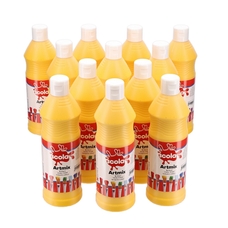 Scola Artmix Ready Mixed Paint - 600ml - Bright Yellow - Pack of 12