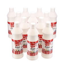 Scola Artmix Ready Mixed Paint - 600ml - White - Pack of 12