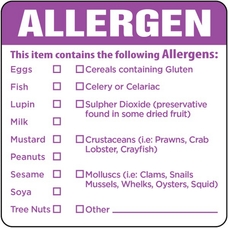 Allergen Removable Labels 2" x 2" - Pack of 500