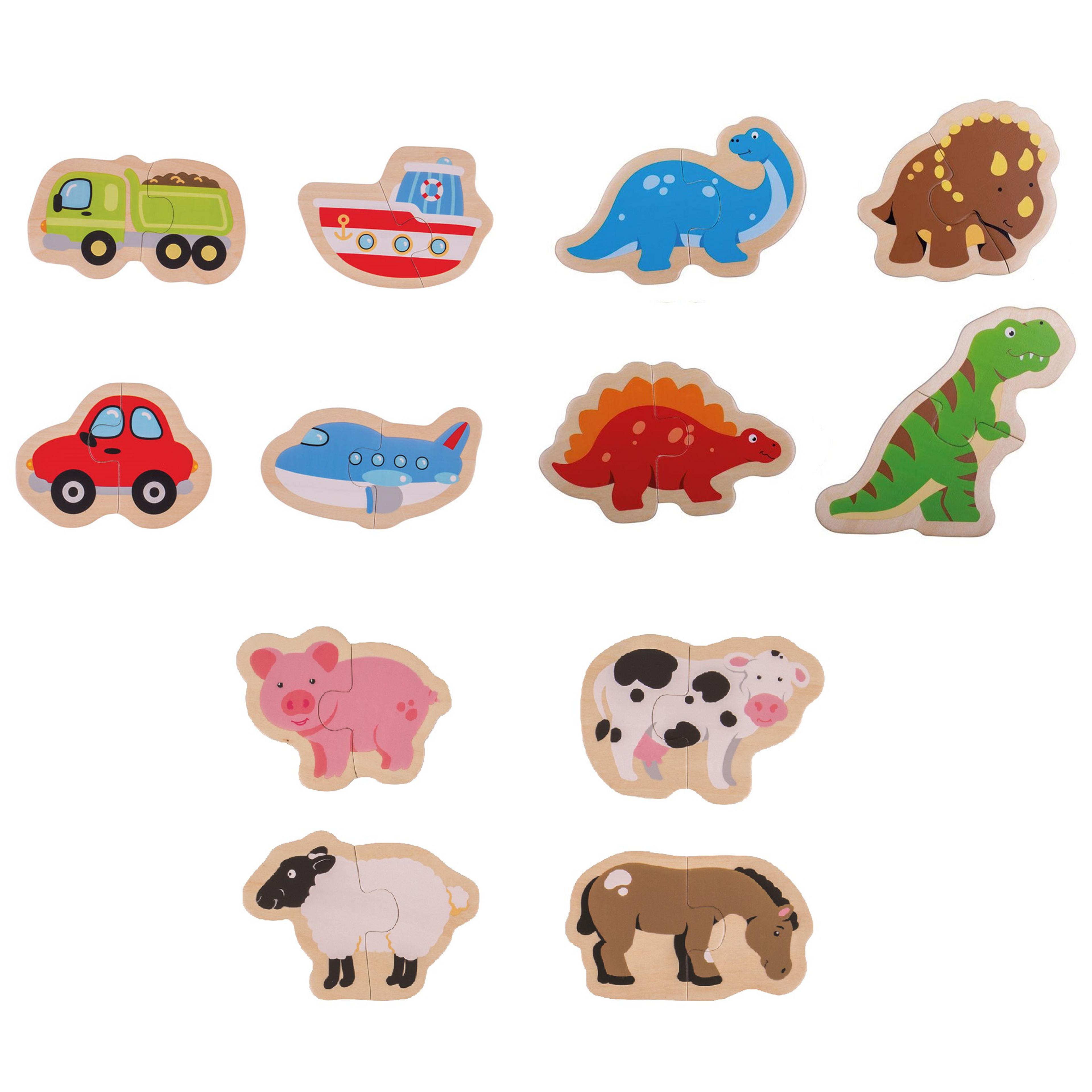 BIGJIGS Toys Two Piece Jigsaws - Pack of 12