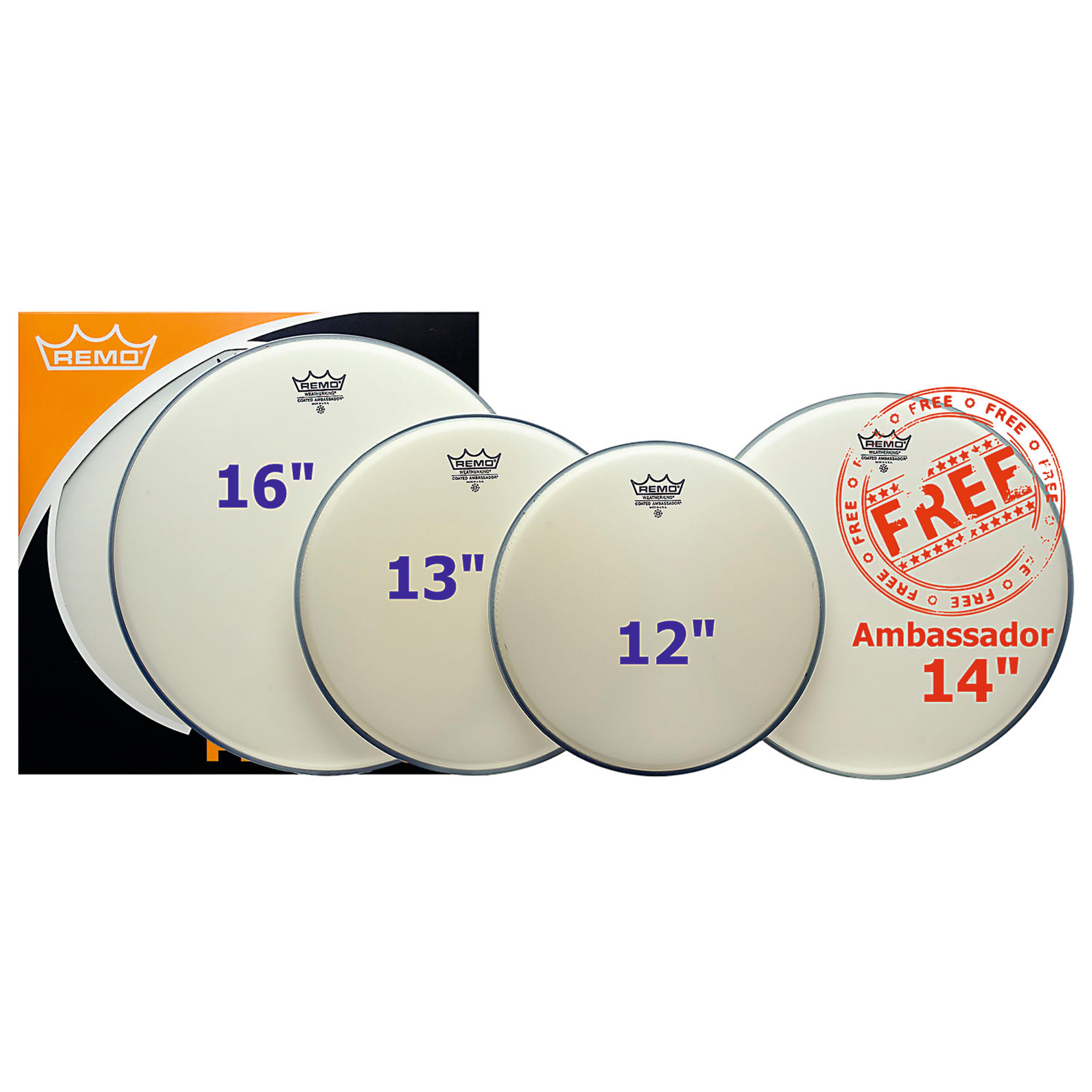REMO Ambassador Pro Pack Coated Drum Skins - 12/13/14/16in