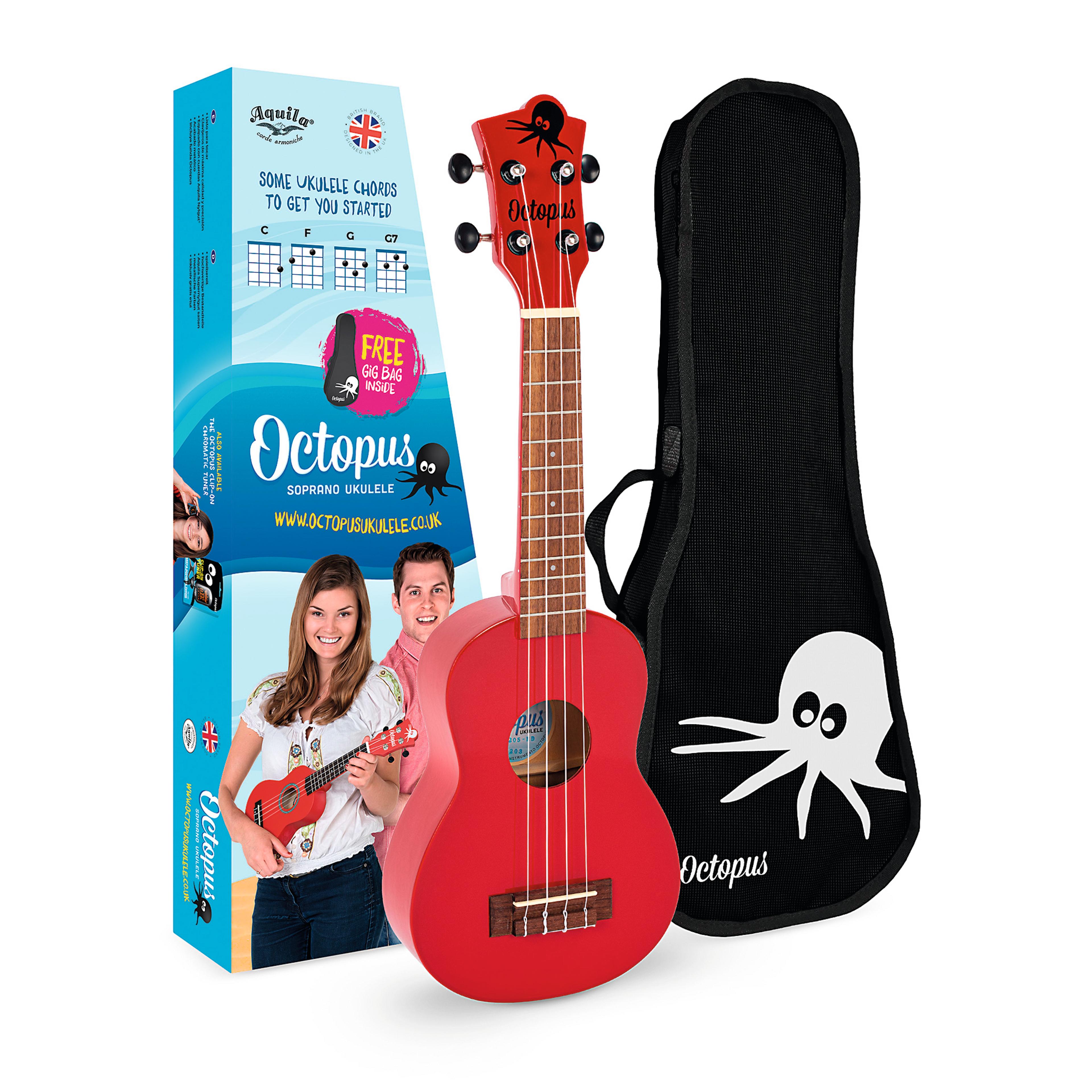Octopus Soprano Ukulele - Candy Apple Red