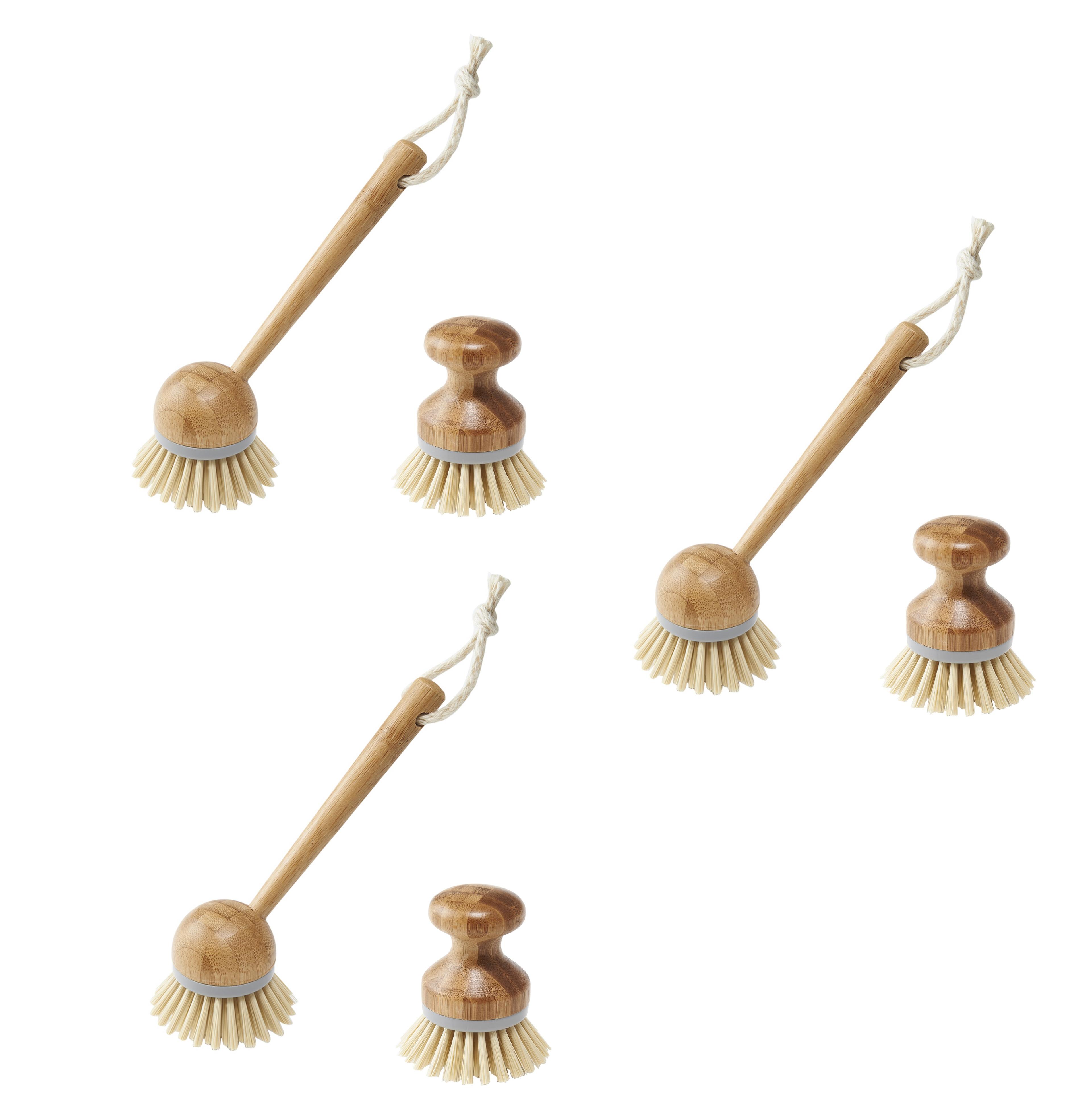 ADDIS Bamboo Dish and Palm Brush - Pack of 6