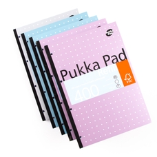 Pukka Pad Metallic Refill Pads - A4 - 400 pages - 8mm Lined - Margin - 4 Hole - Pack of 5