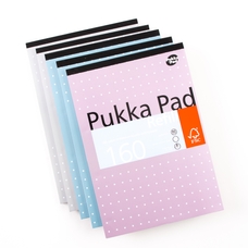 Pukka Pad Metallic Refill Pads - A4 - 160 pages - 8mm Lined, Margin, 4 Hole - Pack of 6