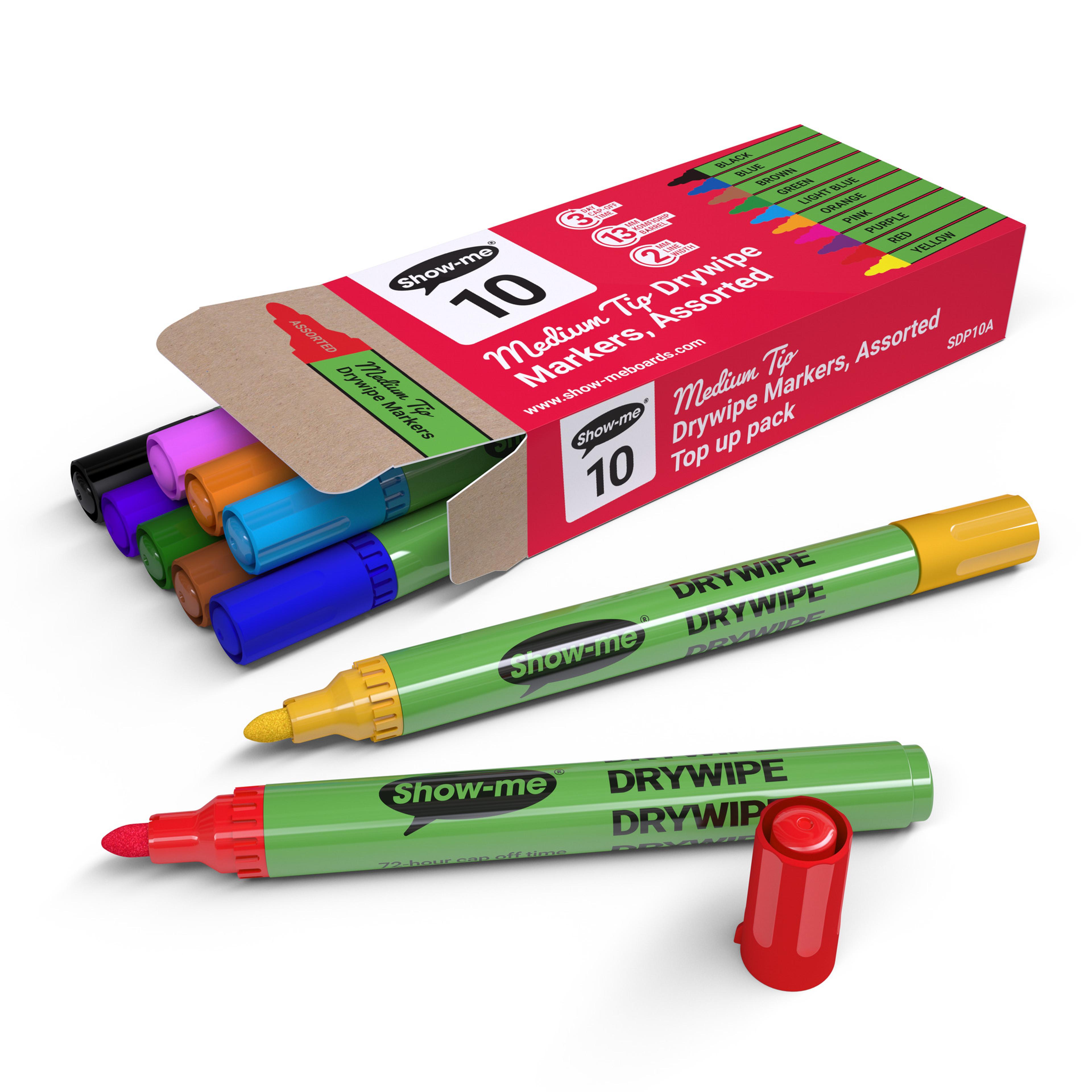 Show-me Whiteboard Markers - Medium Tip - Assorted - Pack of 10