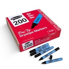 Show-me Drywipe Pen - Fine Tip - Black - Pack of 200