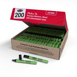 Show-me Drywipe Pen - Medium Tip - Black - Pack of 200