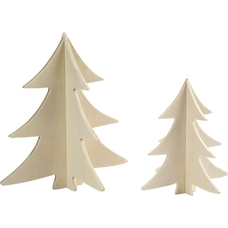 Wooden 3D Christmas Trees - Pack of 2