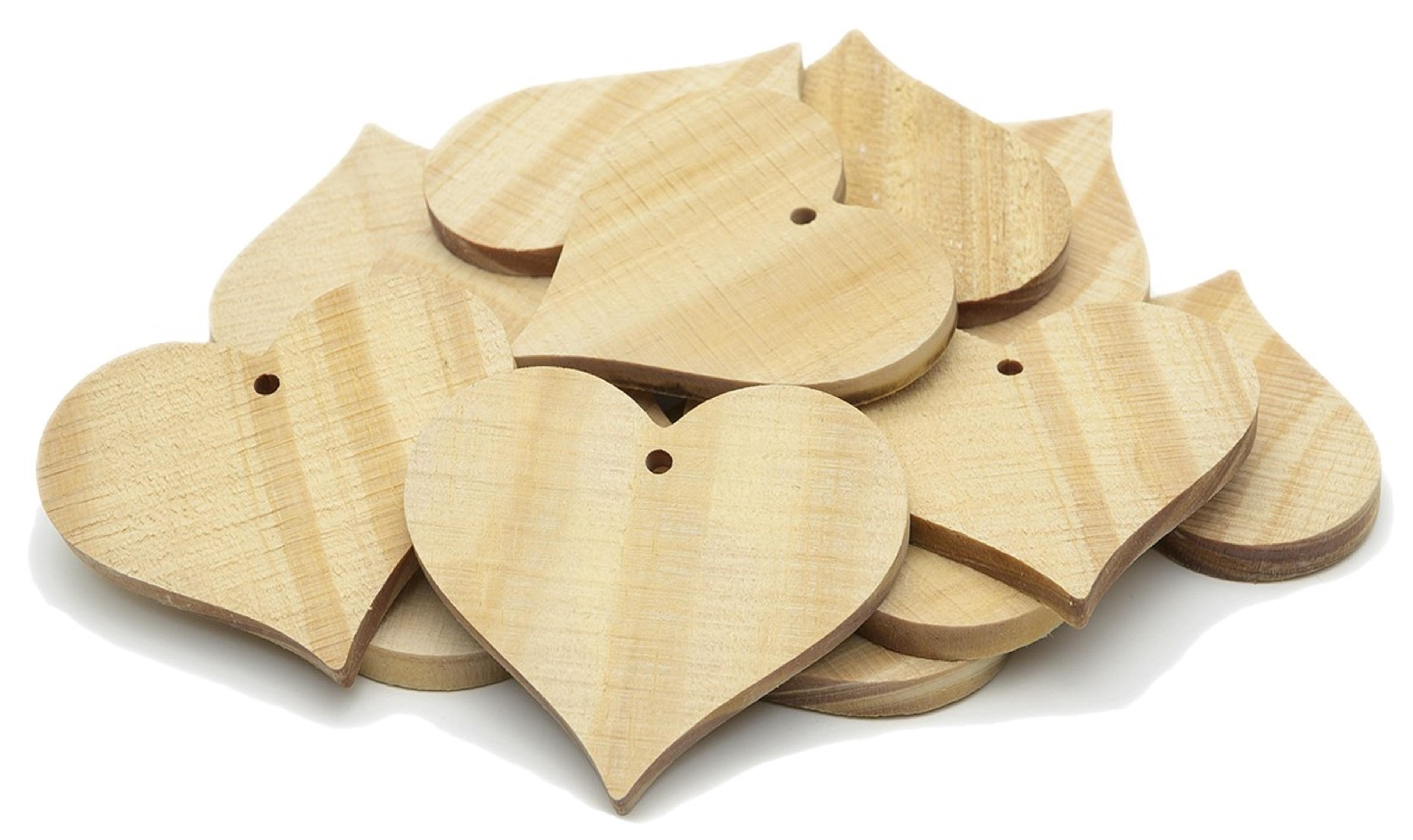 Wooden Heart Ornaments - Pack of 20