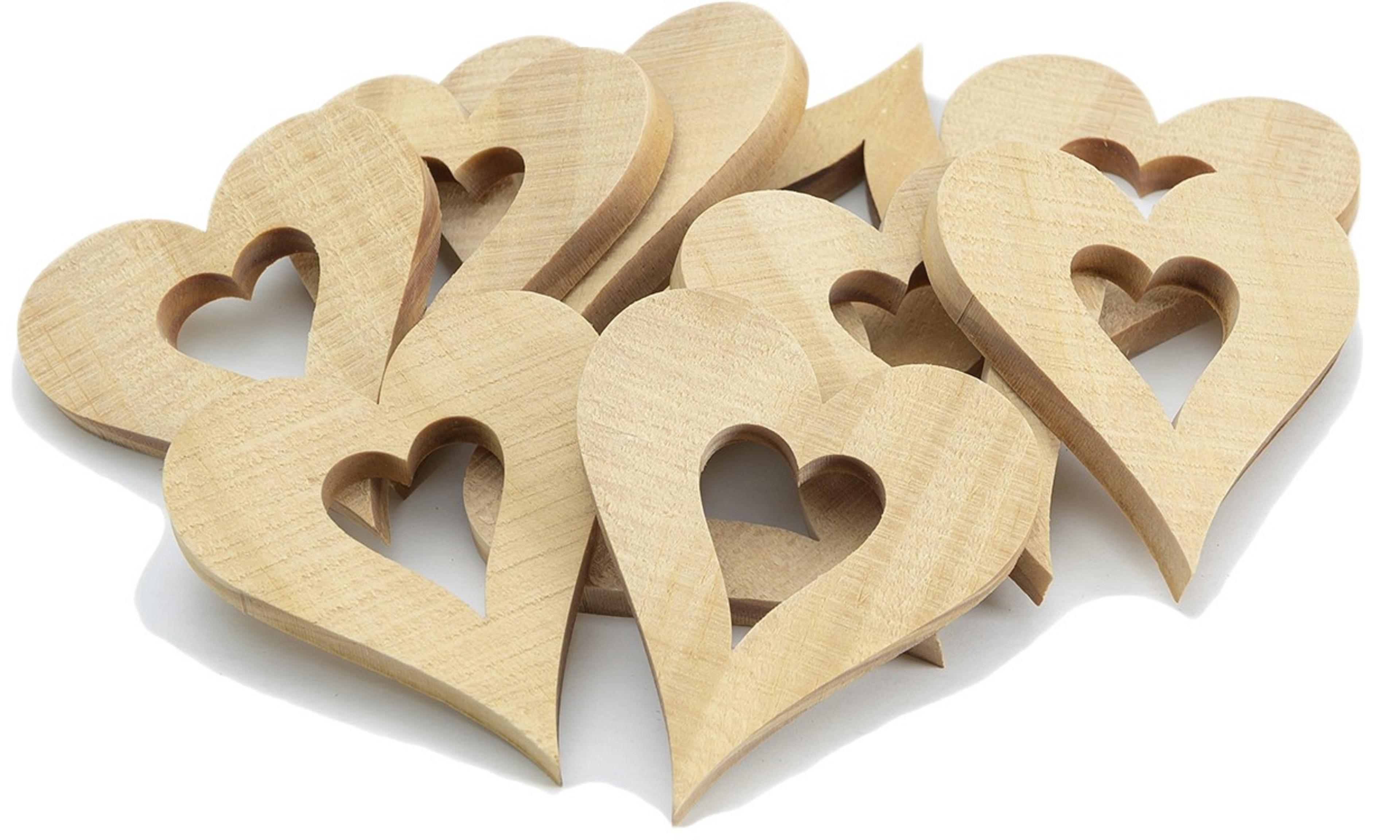 Wooden Heart Embellishments - Pack of 20