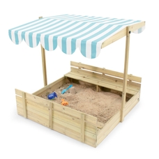 Plum Square Sandpit with Height adjust. Canopy 